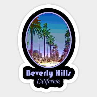 Beverly Hills, California, glamor, glitz, retro palm tree design Sticker